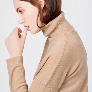 Cuyana Wool Cashmere Turtleneck Sweater, Camel, M